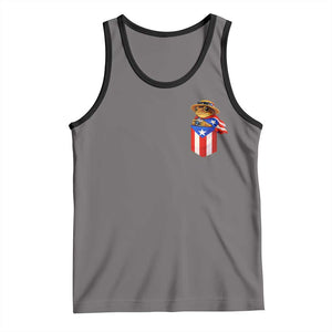 Funny Coqui Frog Puerto Rico Flag Tank Top Puerto Rican Taino Buricua Pocket Borinquen TS10 Deep Heather Black Print Your Wear