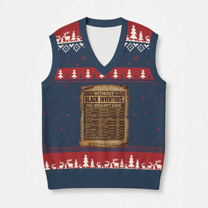 Black Inventors V-Neck Knit Sweater Vest Afro African Melanin Black History Month Juneteenth TS10 Navy Red Print Your Wear