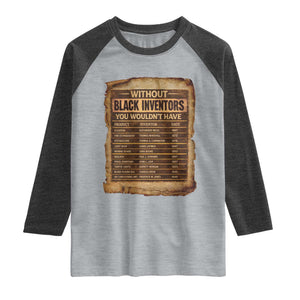 Black Inventors Raglan Shirt Afro African Melanin Black History Month Juneteenth TS10 Heather Gray Heather Charcoal Print Your Wear