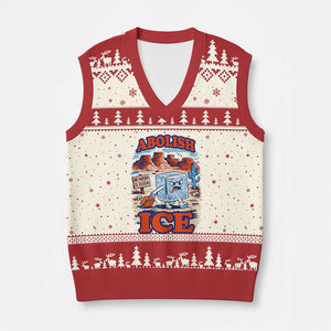 Abolish Ice Protest V-Neck Knit Sweater Vest Retro Protest No Human Is Illegal TS10 Beige Red Print Your Wear