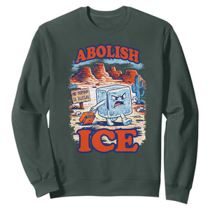 Abolish Ice Protest Sweatshirt Retro Protest No Human Is Illegal TS10 Dark Forest Green Print Your Wear