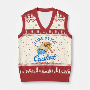 Subtle Abolish ICE V-Neck Knit Sweater Vest Funny Vintage I Like My Ice Crushed TS10 Beige Red Print Your Wear