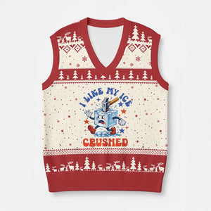 Subtle Abolish ICE V-Neck Knit Sweater Vest Vintage I Like My Ice Crushed TS10 Beige Red Print Your Wear