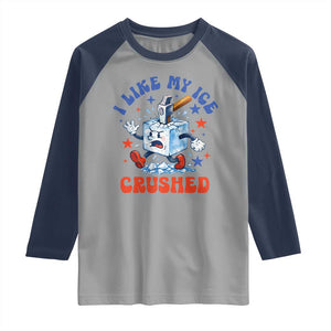 Subtle Abolish ICE Raglan Shirt Vintage I Like My Ice Crushed TS10 Sport Gray Navy Print Your Wear