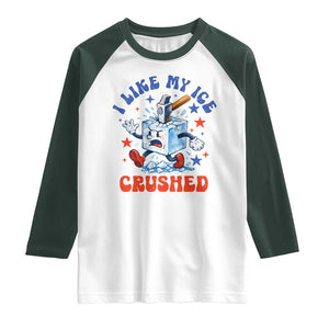 Subtle Abolish ICE Raglan Shirt Vintage I Like My Ice Crushed TS10 White Dark Forest Green Print Your Wear