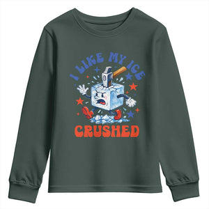 Subtle Abolish ICE Youth Sweatshirt Vintage I Like My Ice Crushed TS10 Dark Forest Green Print Your Wear