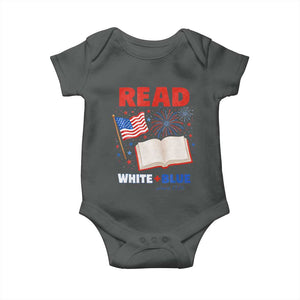 Patriotic Bookish 4th Of July Read White Blue Since 1776 Baby Onesie TS10 Dark Heather Print Your Wear