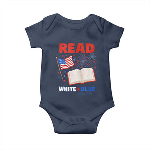Patriotic Bookish 4th Of July Read White Blue Since 1776 Baby Onesie TS10 Navy Print Your Wear