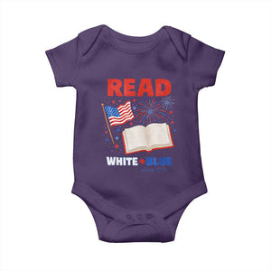 Patriotic Bookish 4th Of July Read White Blue Since 1776 Baby Onesie TS10 Purple Print Your Wear
