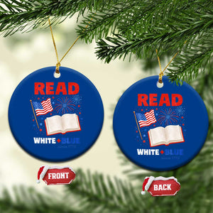 Patriotic Bookish 4th Of July Read White Blue Since 1776 Ceramic Ornament TS10 1pc Blue Print Your Wear