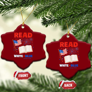 Patriotic Bookish 4th Of July Read White Blue Since 1776 Ceramic Ornament TS10 Print Your Wear
