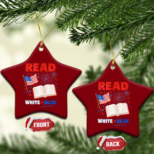 Patriotic Bookish 4th Of July Read White Blue Since 1776 Ceramic Ornament TS10 Print Your Wear