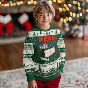 Patriotic Bookish 4th Of July Read White Blue Since 1776 Ugly Christmas Sweater TS10 Forest Green Beige Print Your Wear