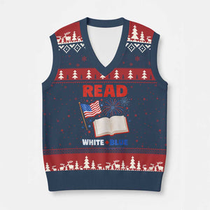 Patriotic Bookish 4th Of July Read White Blue Since 1776 V-Neck Knit Sweater Vest TS10 Navy Red Print Your Wear