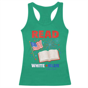 Patriotic Bookish 4th Of July Read White Blue Since 1776 Racerback Tank Top TS10 Irish Green Print Your Wear
