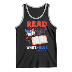 Patriotic Bookish 4th Of July Read White Blue Since 1776 Tank Top TS10 Black Athletic Heather Print Your Wear