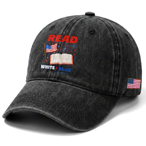 Patriotic Bookish 4th Of July Read White Blue Since 1776 Washed Cotton Baseball Cap TS10 Print Your Wear