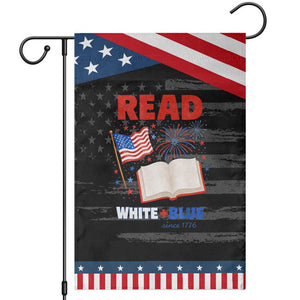 Patriotic Bookish 4th Of July Read White Blue Since 1776 Garden Flag TS10 Distressed Black Blue Print Your Wear