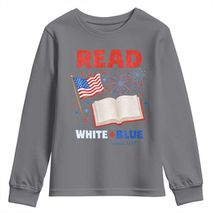 Patriotic Bookish 4th Of July Read White Blue Since 1776 Youth Sweatshirt TS10 Charcoal Print Your Wear