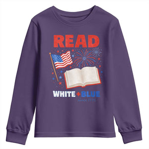 Patriotic Bookish 4th Of July Read White Blue Since 1776 Youth Sweatshirt TS10 Purple Print Your Wear