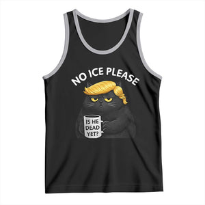 No ICE Protest Tank Top Is He Dead Yet Black Cat Meme TS10 Black Athletic Heather Print Your Wear