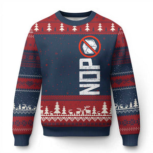 No ICE Protest Ugly Christmas Sweater Nope Sign Vertical TS10 Navy Red Print Your Wear