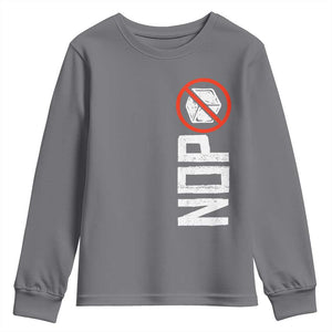 No ICE Protest Youth Sweatshirt Nope Sign Vertical TS10 Charcoal Print Your Wear