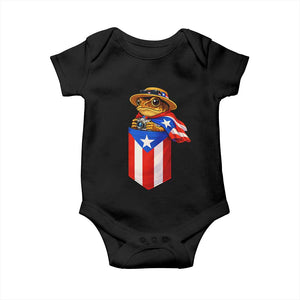 Funny Coqui Frog Puerto Rico Flag Baby Onesie Puerto Rican Taino Buricua Borinquen TS10 Black Print Your Wear