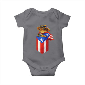 Funny Coqui Frog Puerto Rico Flag Baby Onesie Puerto Rican Taino Buricua Borinquen TS10 Charcoal Print Your Wear