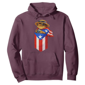 Funny Coqui Frog Puerto Rico Flag Hoodie Puerto Rican Taino Buricua Borinquen TS10 Maroon Print Your Wear