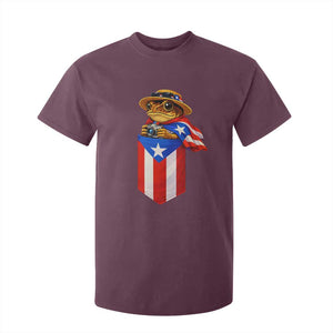 Funny Coqui Frog Puerto Rico Flag T Shirt For Kid Puerto Rican Taino Buricua Borinquen TS10 Maroon Print Your Wear