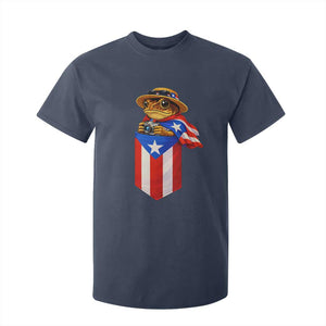 Funny Coqui Frog Puerto Rico Flag T Shirt For Kid Puerto Rican Taino Buricua Borinquen TS10 Navy Print Your Wear