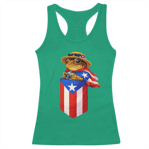 Funny Coqui Frog Puerto Rico Flag Racerback Tank Top Puerto Rican Taino Buricua Borinquen TS10 Irish Green Print Your Wear
