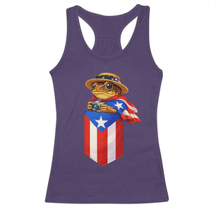 Funny Coqui Frog Puerto Rico Flag Racerback Tank Top Puerto Rican Taino Buricua Borinquen TS10 Purple Print Your Wear
