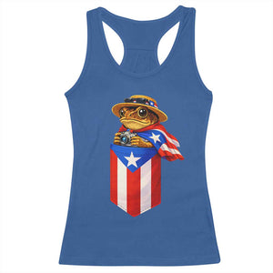 Funny Coqui Frog Puerto Rico Flag Racerback Tank Top Puerto Rican Taino Buricua Borinquen TS10 Royal Blue Print Your Wear