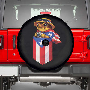 Funny Coqui Frog Puerto Rico Flag Spare Tire Cover Puerto Rican Taino Buricua Borinquen TS10 Black Print Your Wear