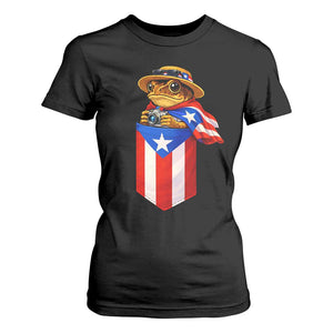 Funny Coqui Frog Puerto Rico Flag T Shirt For Women Puerto Rican Taino Buricua Borinquen TS10 Black Print Your Wear