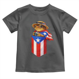 Funny Coqui Frog Puerto Rico Flag Toddler T Shirt Puerto Rican Taino Buricua Borinquen TS10 Dark Heather Print Your Wear