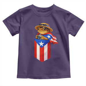 Funny Coqui Frog Puerto Rico Flag Toddler T Shirt Puerto Rican Taino Buricua Borinquen TS10 Purple Print Your Wear