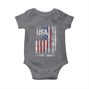 250 Years America Anniversary Flag Baby Onesie 4th of July Patriotic Independence Day TS10 Charcoal Print Your Wear