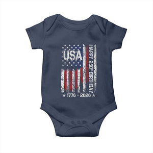 250 Years America Anniversary Flag Baby Onesie 4th of July Patriotic Independence Day TS10 Navy Print Your Wear