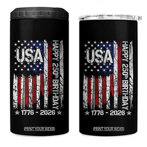 250 Years America Anniversary Flag 4 in 1 Can Cooler Tumbler 4th of July Patriotic Independence Day TS10 One Size: 16 oz Black Print Your Wear