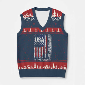 250 Years America Anniversary Flag V-Neck Knit Sweater Vest 4th of July Patriotic Independence Day TS10 Navy Red Print Your Wear