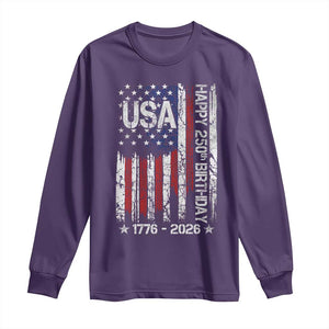 250 Years America Anniversary Flag Long Sleeve Shirt 4th of July Patriotic Independence Day TS10 Purple Print Your Wear