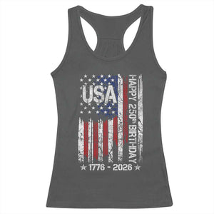 250 Years America Anniversary Flag Racerback Tank Top 4th of July Patriotic Independence Day TS10 Dark Heather Print Your Wear