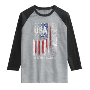 250 Years America Anniversary Flag Raglan Shirt 4th of July Patriotic Independence Day TS10 Heather Gray Black Print Your Wear