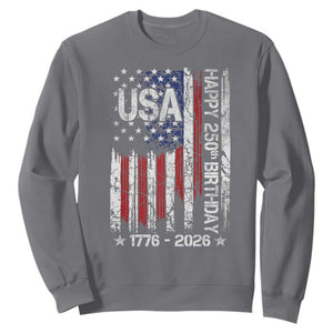 250 Years America Anniversary Flag Sweatshirt 4th of July Patriotic Independence Day TS10 Charcoal Print Your Wear