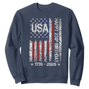 250 Years America Anniversary Flag Sweatshirt 4th of July Patriotic Independence Day TS10 Navy Print Your Wear
