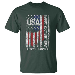 250 Years America Anniversary Flag T Shirt 4th of July Patriotic Independence Day TS10 Dark Forest Green Print Your Wear