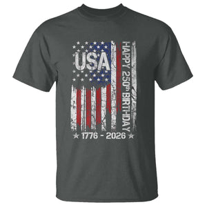250 Years America Anniversary Flag T Shirt 4th of July Patriotic Independence Day TS10 Dark Heather Print Your Wear